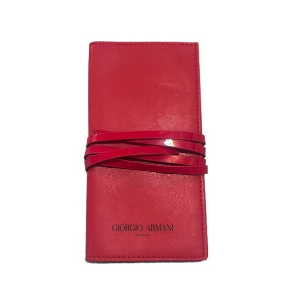 Giorgio Armani Handbags - Giorgio Armani Beauty trifold red Vintage Makeup brush lipstick holder organizer